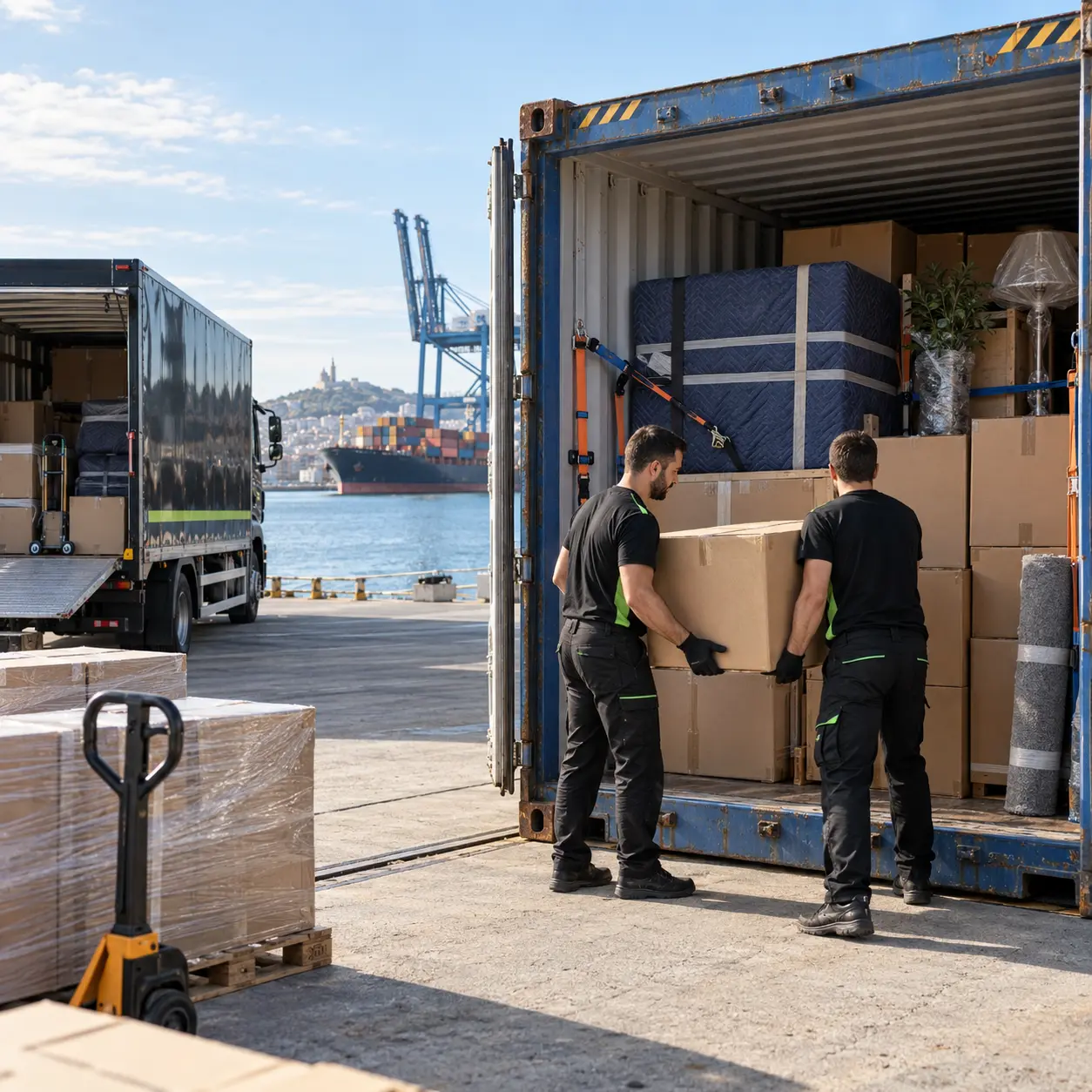 Chargement d’un conteneur pour un déménagement international ou outre-mer